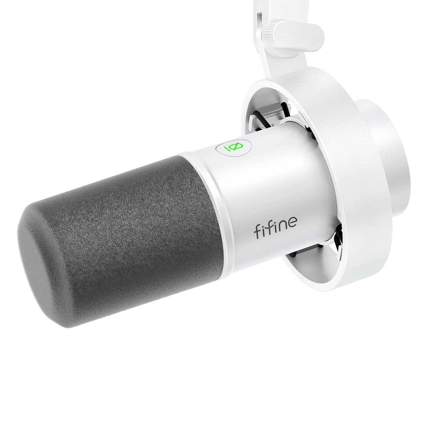 FIFINE K688W Dynamic USB/XLR Microphone – White Studio Mic with Gain Control, Touch-Mute & Headphone Monitoring for Streaming & Recording