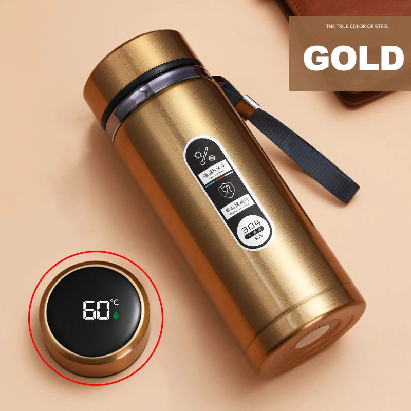 Stainless Steel Thermos Bottle (500ML–1L) – Vacuum Flask with LED Temperature Display & Portable Design
