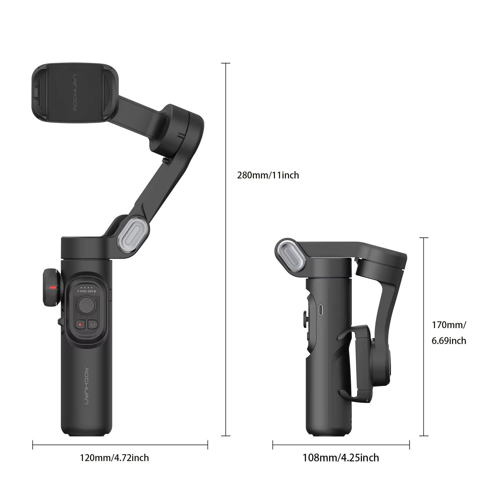 SmartXE Gimbal – 3-Axis Smartphone Stabilizer with Fill Light & Face Tracking