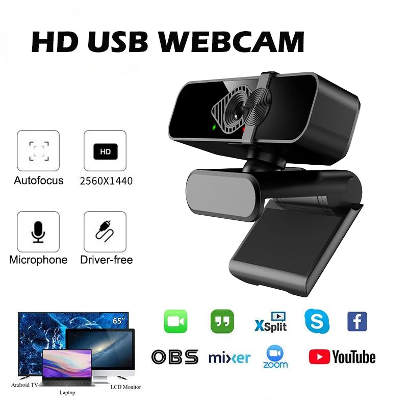 UHD 4K Mini Webcam with Built-In Microphone – USB Plug-and-Play