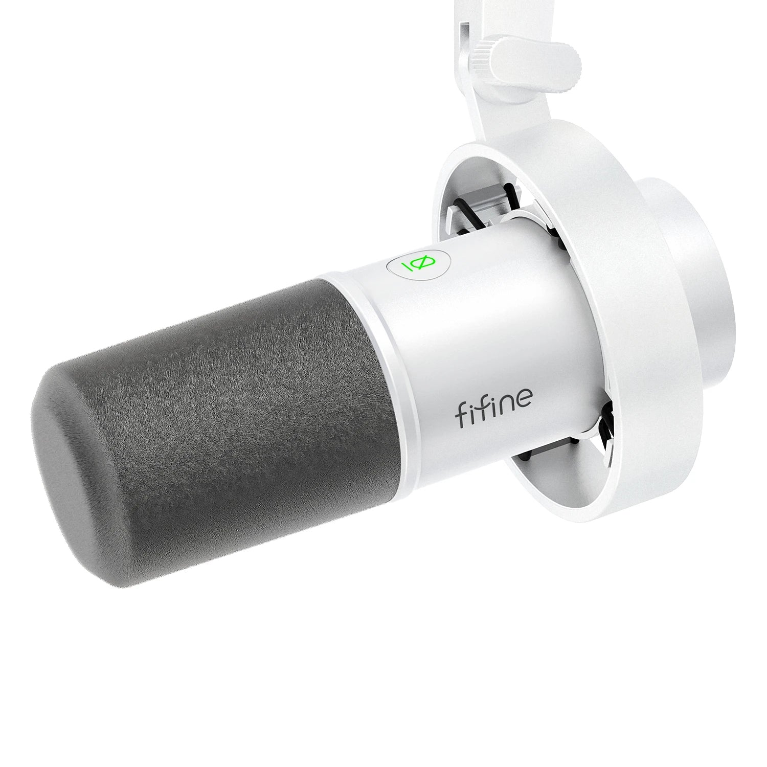 FIFINE K688W Dynamic USB/XLR Microphone – White Studio Mic with Gain Control, Touch-Mute & Headphone Monitoring for Streaming & Recording