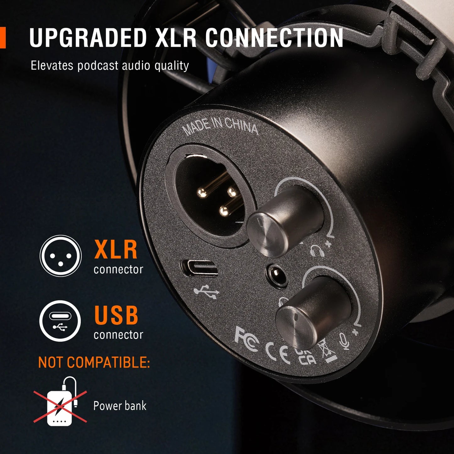 FIFINE K688W Dynamic USB/XLR Microphone – White Studio Mic with Gain Control, Touch-Mute & Headphone Monitoring for Streaming & Recording