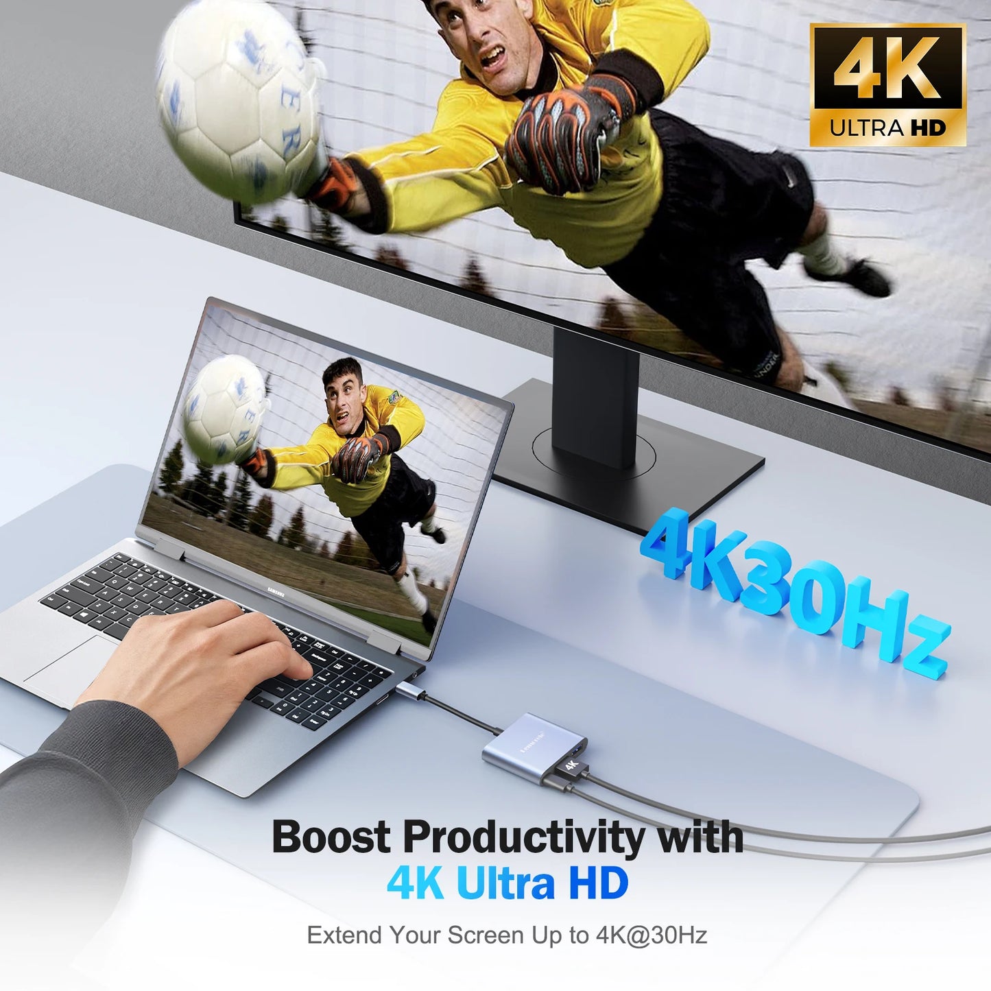 Lemorele USB-C Hub – 4K HDMI + USB 3.0 + 100W Fast-Charge