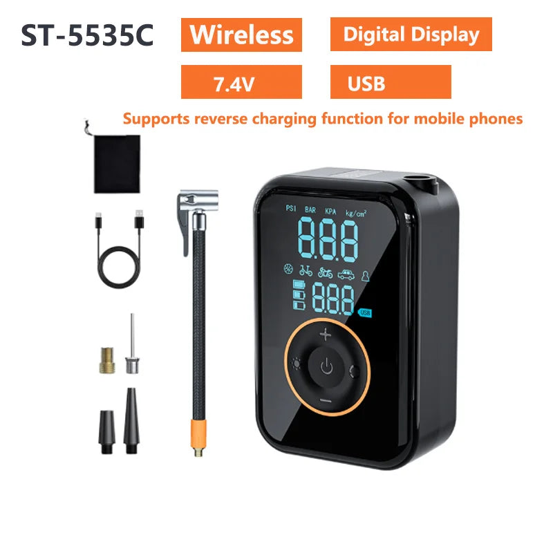 Portable Wireless Tire Inflator – Electric Air Pump for Cars, Motorcycles, Bicycles, Balls & Inflatables