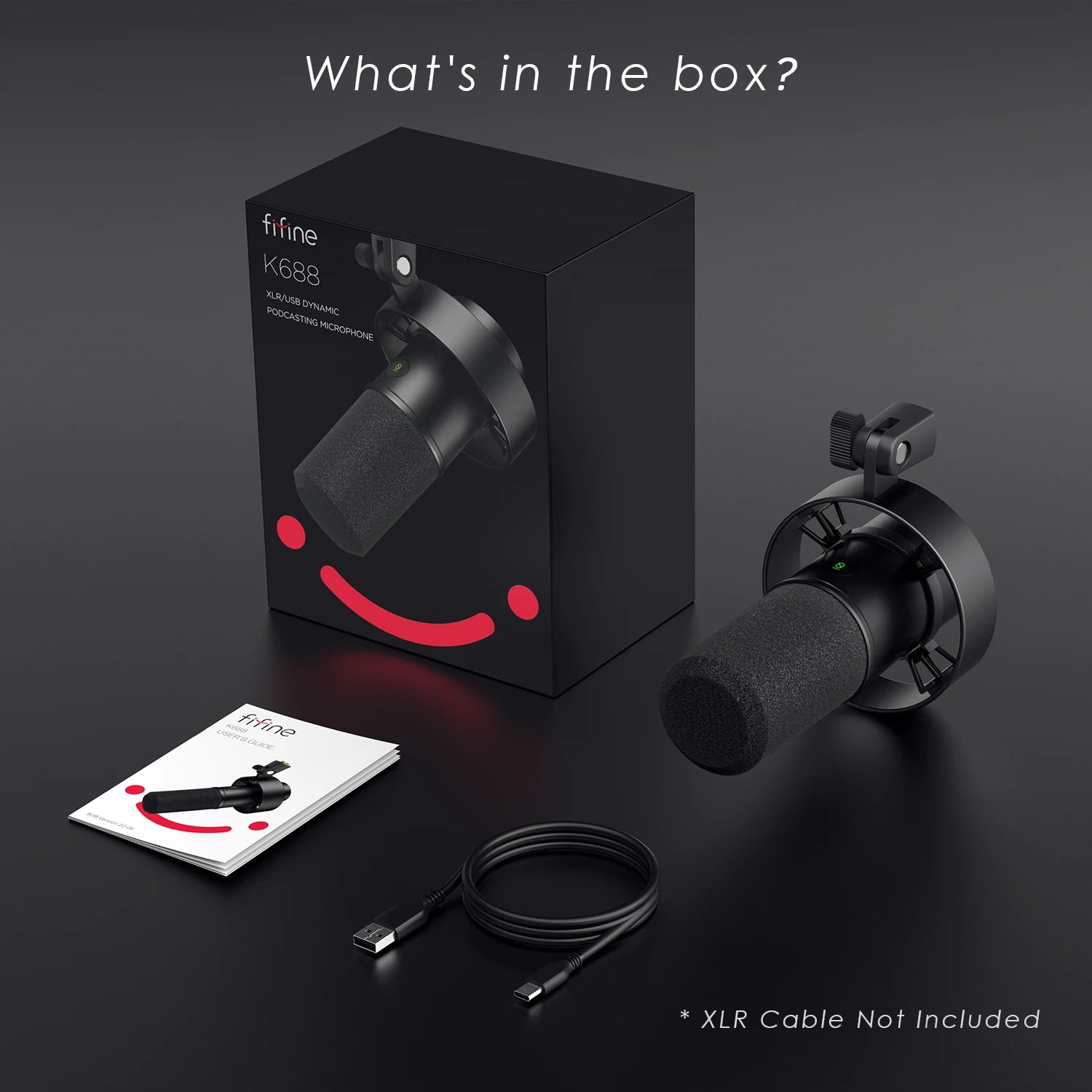 FIFINE K688W Dynamic USB/XLR Microphone – White Studio Mic with Gain Control, Touch-Mute & Headphone Monitoring for Streaming & Recording