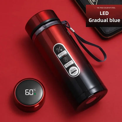 Stainless Steel Thermos Bottle (500ML–1L) – Vacuum Flask with LED Temperature Display & Portable Design