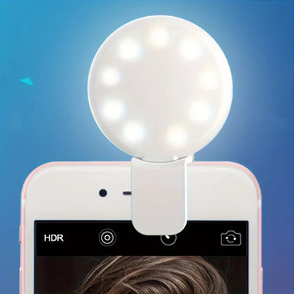 Portable LED Selfie Ring Light – Rechargeable 3-Level Clip-On Beauty Fill Lamp for Any Phone