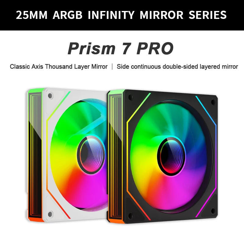 PRISM 7 Pro 120MM ARGB/PWM Case Fan – Quiet Cooling with H-Line Infinite Mirror Design