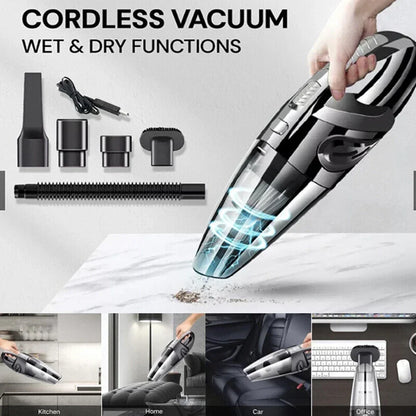 Portable Wireless Vacuum Cleaner – 6000Pa Powerful Suction, Rechargeable Handheld Cleaner for Car, Home & Pet Hair