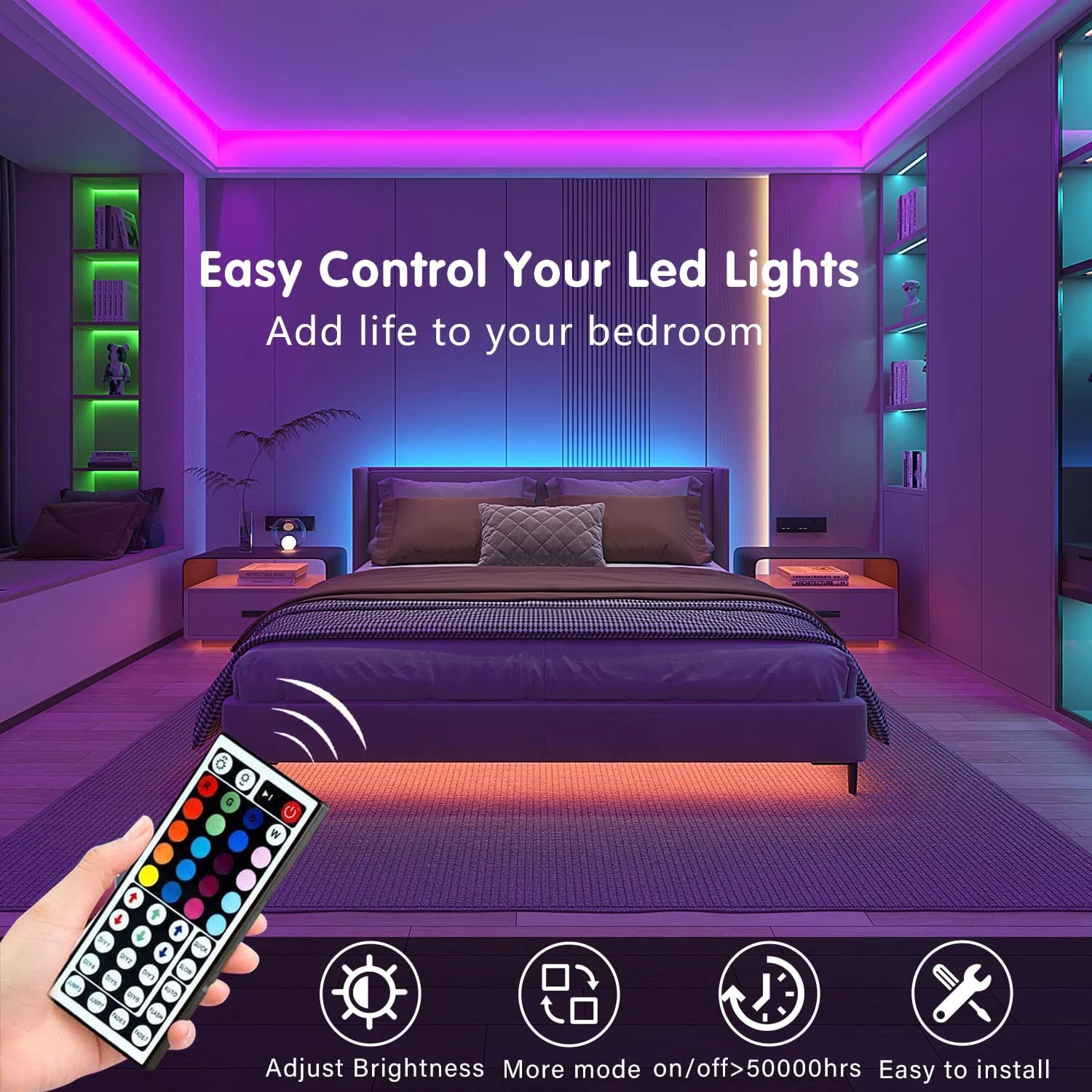 RGB LED Strip Lights with 44-Key Remote Control