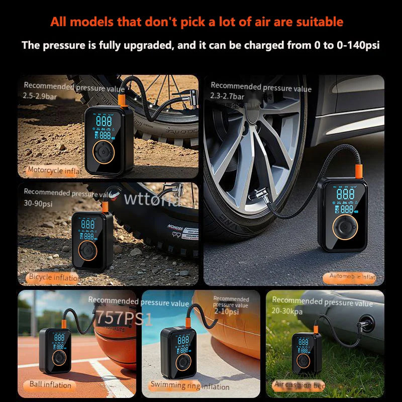 Portable Wireless Tire Inflator – Electric Air Pump for Cars, Motorcycles, Bicycles, Balls & Inflatables