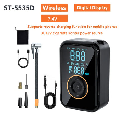 Portable Wireless Tire Inflator – Electric Air Pump for Cars, Motorcycles, Bicycles, Balls & Inflatables