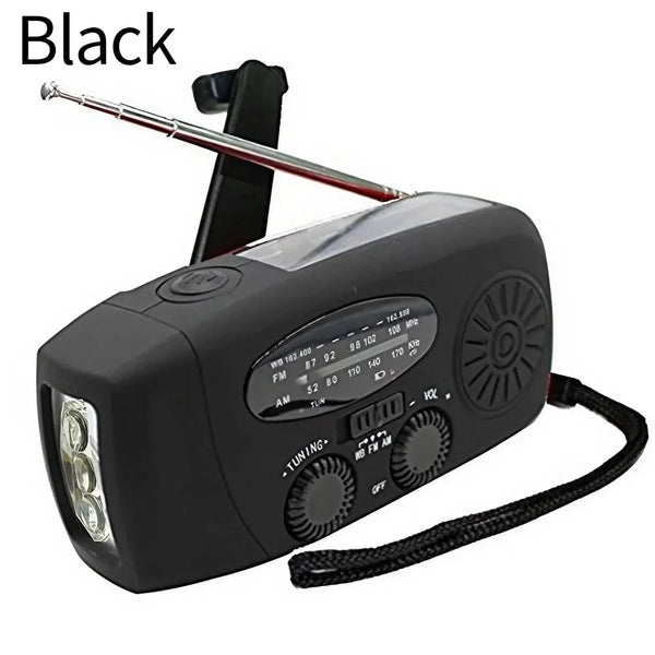 StormGuard Mini – Solar & Hand-Crank Emergency Weather Radio with FM/AM/WB, Power Bank & LED Flashlight