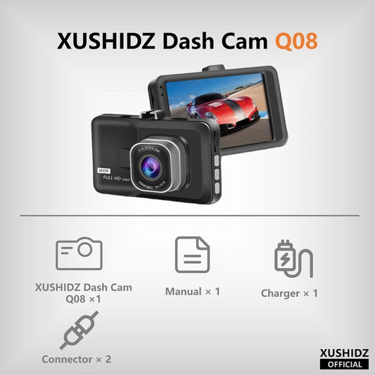 1080P HD Dashcam – Night Vision Car DVR with Loop Recording, G-Sensor & 24H Parking Monitor