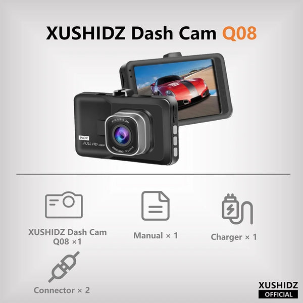 1080P HD Dashcam – Night Vision Car DVR with Loop Recording, G-Sensor & 24H Parking Monitor