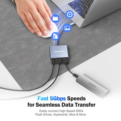 Lemorele USB-C Hub – 4K HDMI + USB 3.0 + 100W Fast-Charge