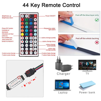 RGB LED Strip Lights with 44-Key Remote Control