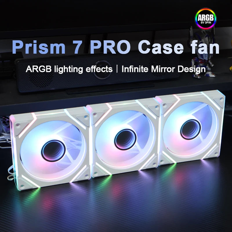 PRISM 7 Pro 120MM ARGB/PWM Case Fan – Quiet Cooling with H-Line Infinite Mirror Design