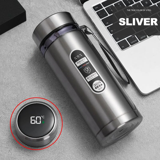 Stainless Steel Thermos Bottle (500ML–1L) – Vacuum Flask with LED Temperature Display & Portable Design