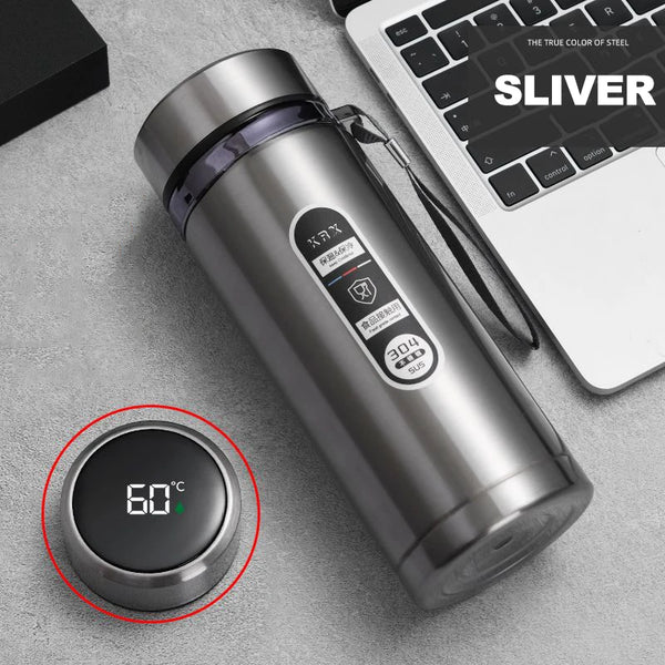 Stainless Steel Thermos Bottle (500ML–1L) – Vacuum Flask with LED Temperature Display & Portable Design