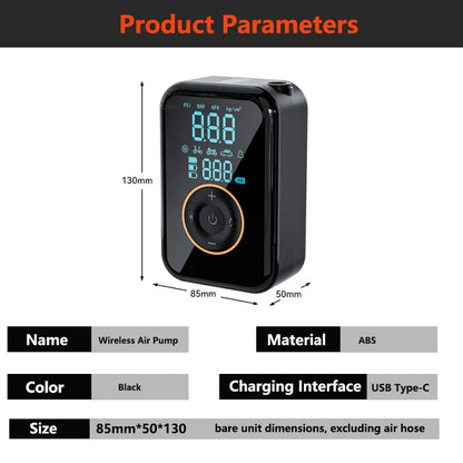 Portable Wireless Tire Inflator – Electric Air Pump for Cars, Motorcycles, Bicycles, Balls & Inflatables