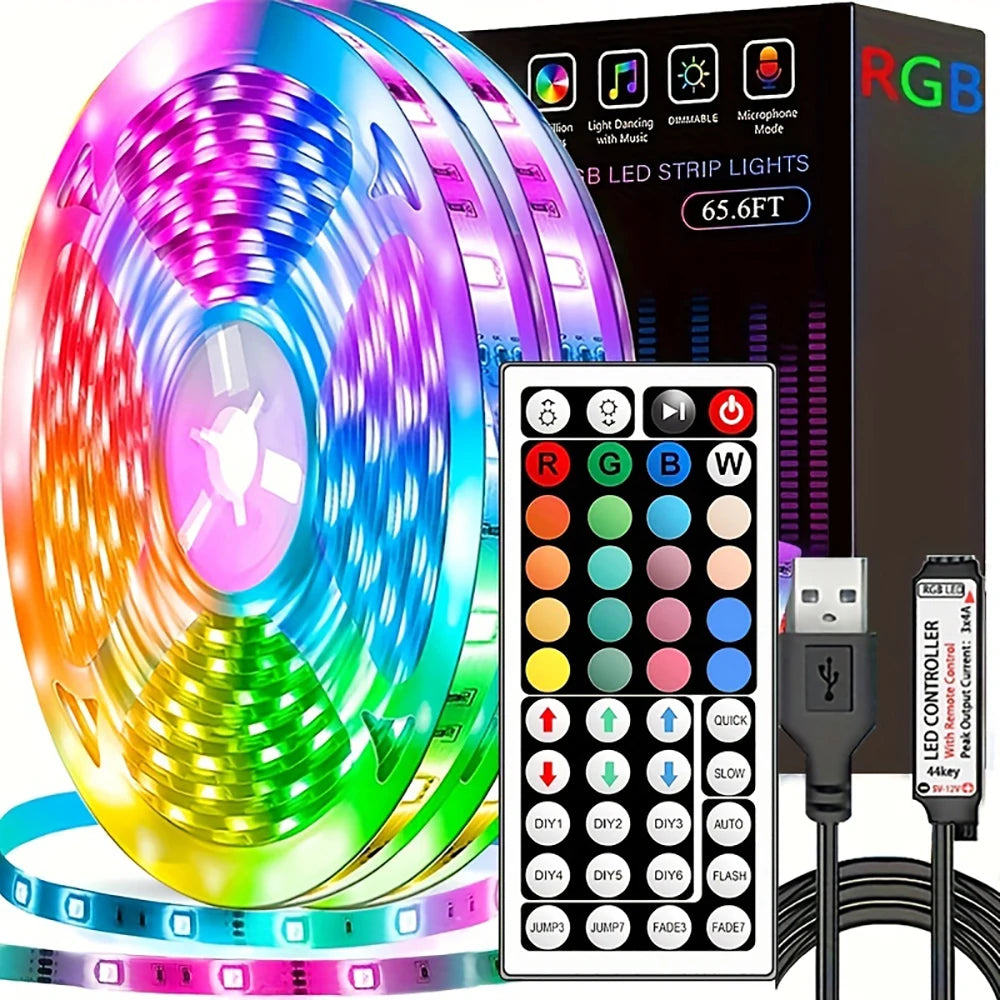 RGB LED Strip Lights with 44-Key Remote Control
