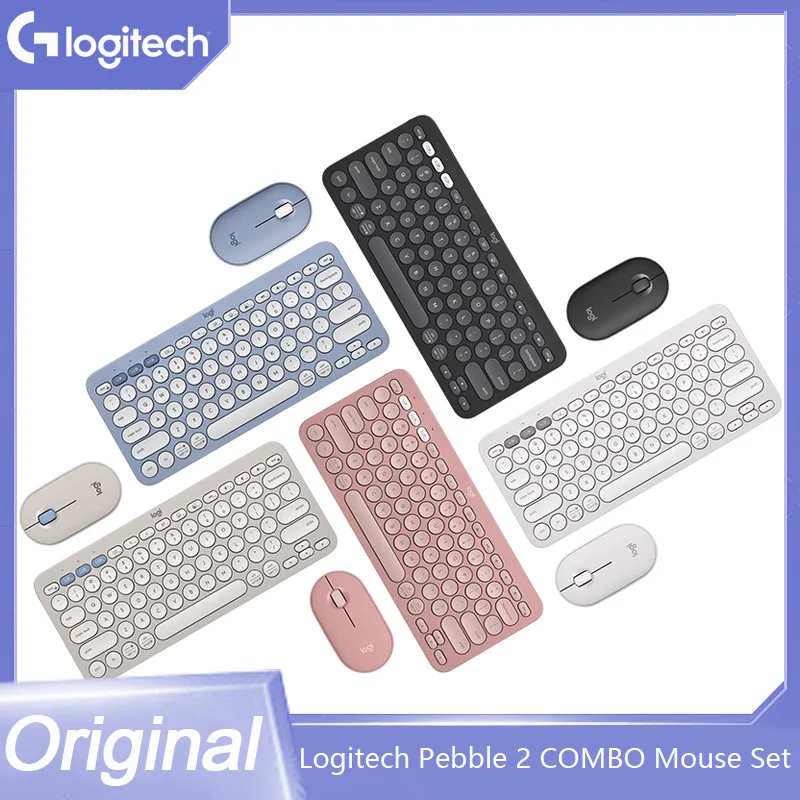 Logitech Pebble 2 Wireless Combo – Quiet Keyboard & Mouse Set for Home, Office, Windows, Android & iOS