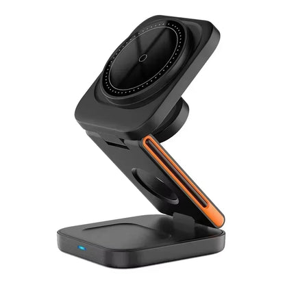3 in 1 Foldable Charging Station Fast Magnetic Wireless Charger Stand for Iphone 16 15 14 13 12 Apple Watch 9 8 7 6 Airpods Pro